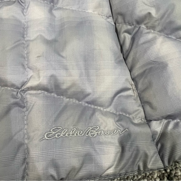 Eddie Bauer EB650 Grey Blue Down Filling Puffer Vest Zip Pockets Women’s Size S - Picture 2 of 12